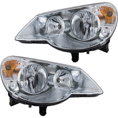 Headlight Assembly Set For 2007-2010 Chrysler Sebring Left and Right With Bulb