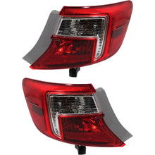 Halogen Tail Light Set For 2012-2014 Toyota Camry Outer Clear/Red w/ Bulbs 2Pcs