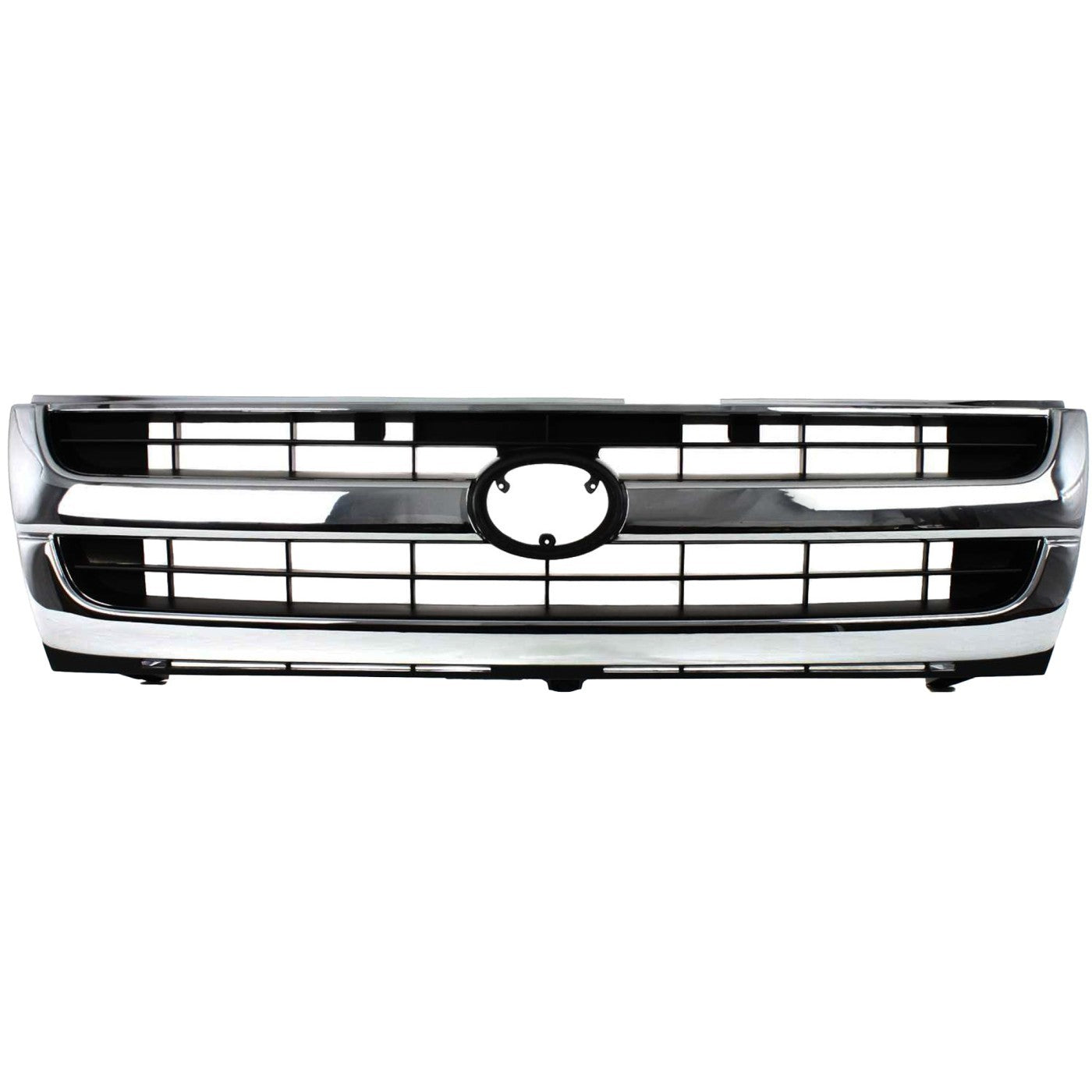 Grille Assembly For 97-00 Toyota Tacoma Chrome Shell w/ Black Insert Plastic 2WD