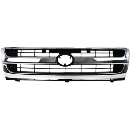 Grille Assembly For 97-00 Toyota Tacoma Chrome Shell w/ Black Insert Plastic 2WD