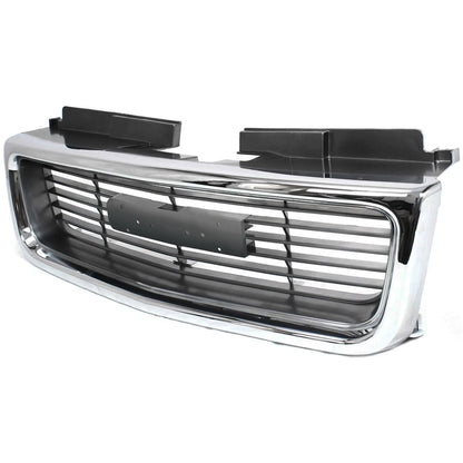 Grille For 98-2004 GMC Sonoma 98-2001 Jimmy Chrome Shell w/ Gray Insert Plastic