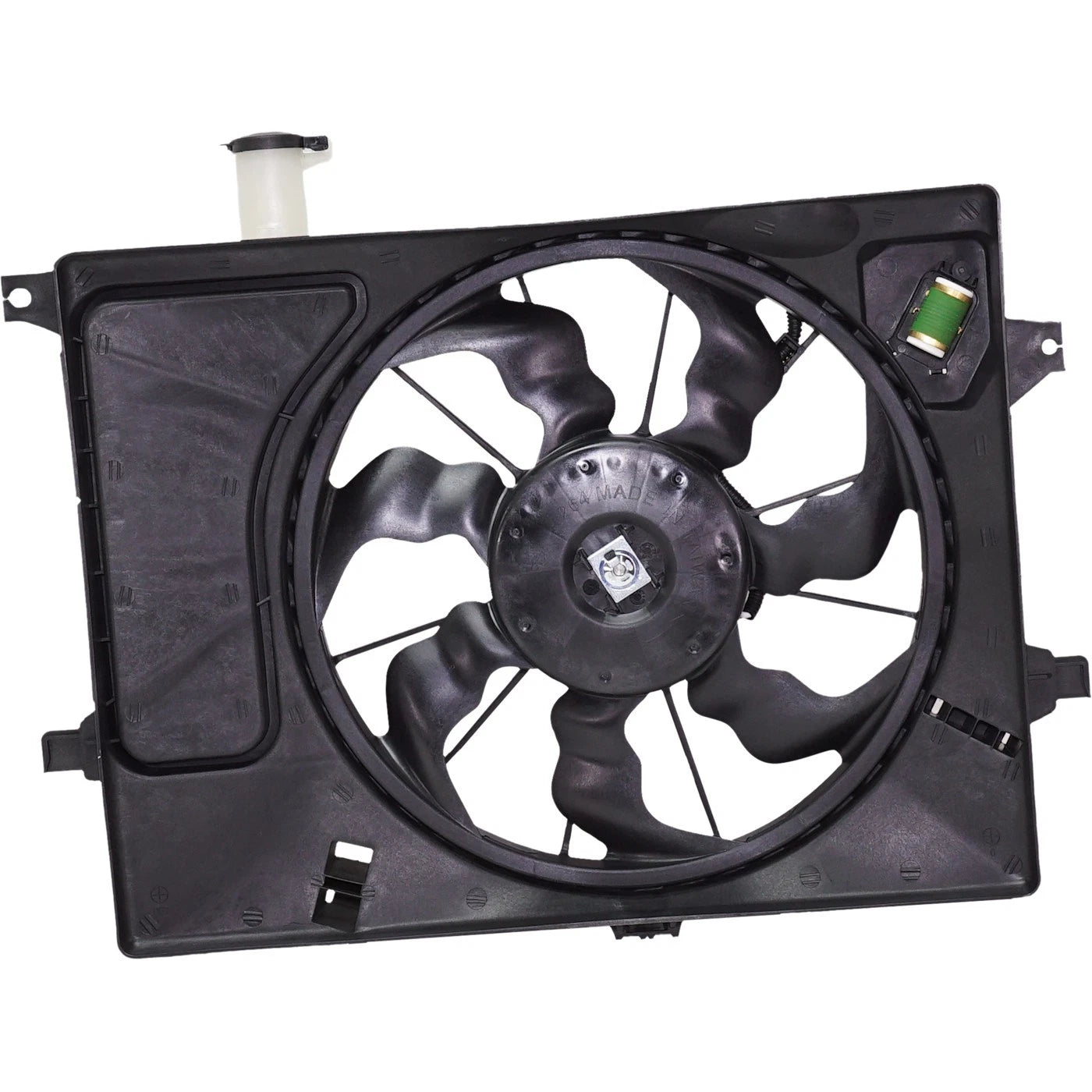 A/C Condenser Cooling Fan For 2014 Kia Forte With Resistor Reservoir and Cap