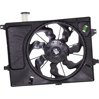 A/C Condenser Cooling Fan For 2014 Kia Forte With Resistor Reservoir and Cap