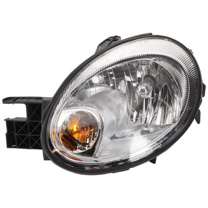 Halogen Headlight Set with Chrome Bezel Left and Right For 2003-2005 Dodge Neon