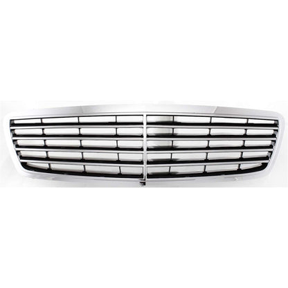 Grille For 2000-2003 Mercedes Benz E320 2003 E500 Chrome Shell w/ Black Insert