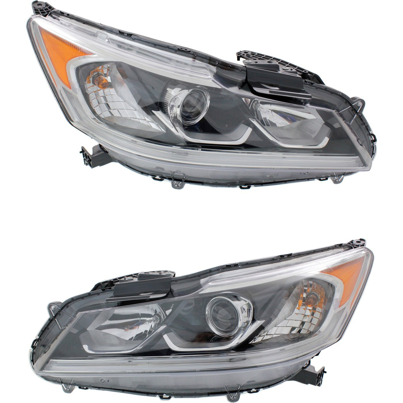 Left & Right Headlight For Honda Accord 2016-2017 EX EX-L Sedan Halogen LED DRL