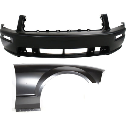 Front Bumper Cover Fender Kit For 2005-2009 Ford Mustang with Fog Light Holes