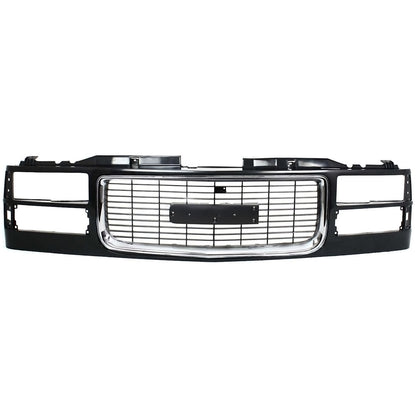 Grille Assy Black with Chrome Center For 94-98 GMC C1500 94-00 K1500 K2500 Yukon