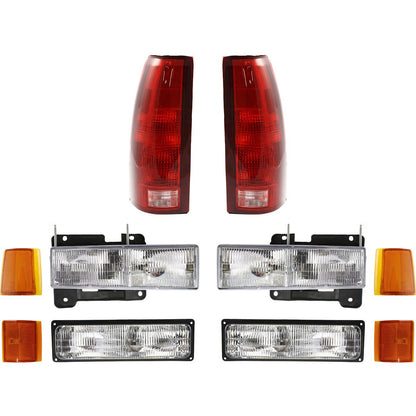 Headlight Kit For 1994-1998 GMC C1500 K1500 Suburban with Tail Light