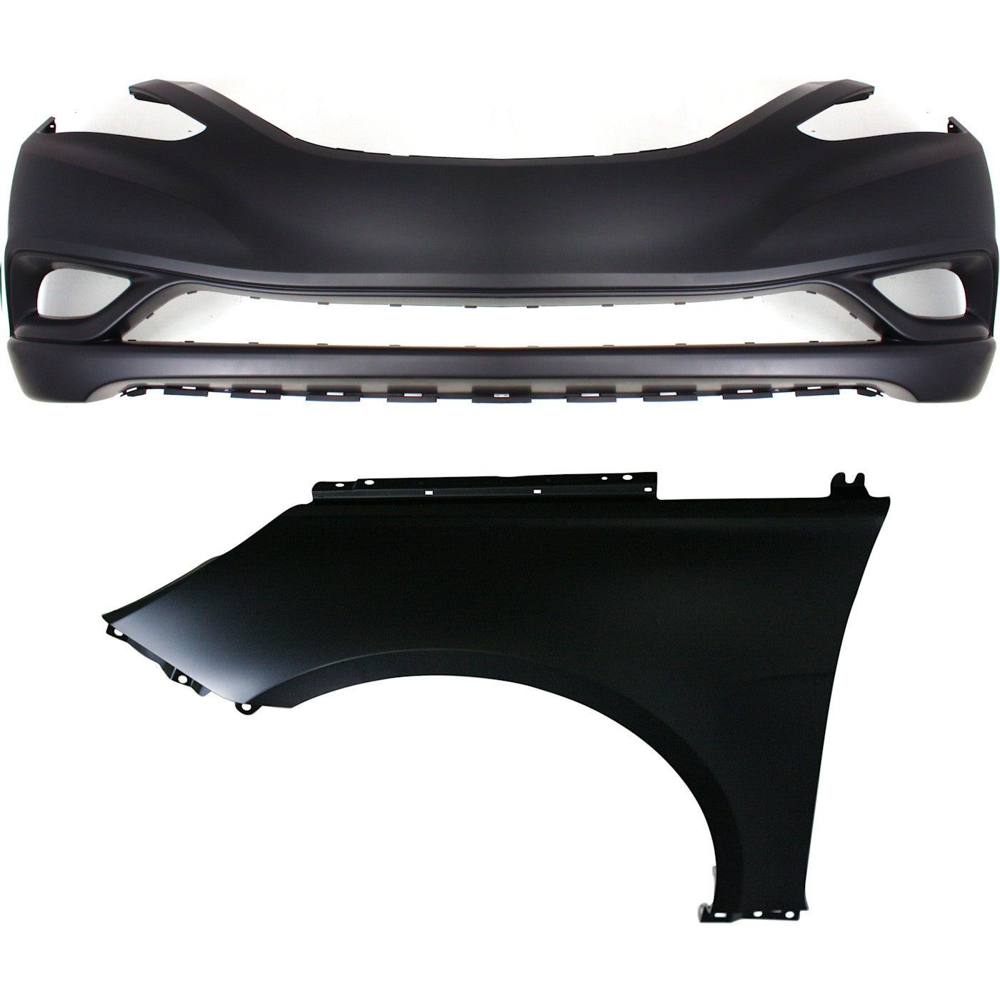 Front Bumper Cover Kit Includes Left Side Fender For 2011-2013 Hyundai Sonata