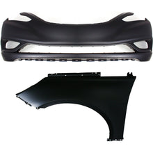 Front Bumper Cover Kit Includes Left Side Fender For 2011-2013 Hyundai Sonata